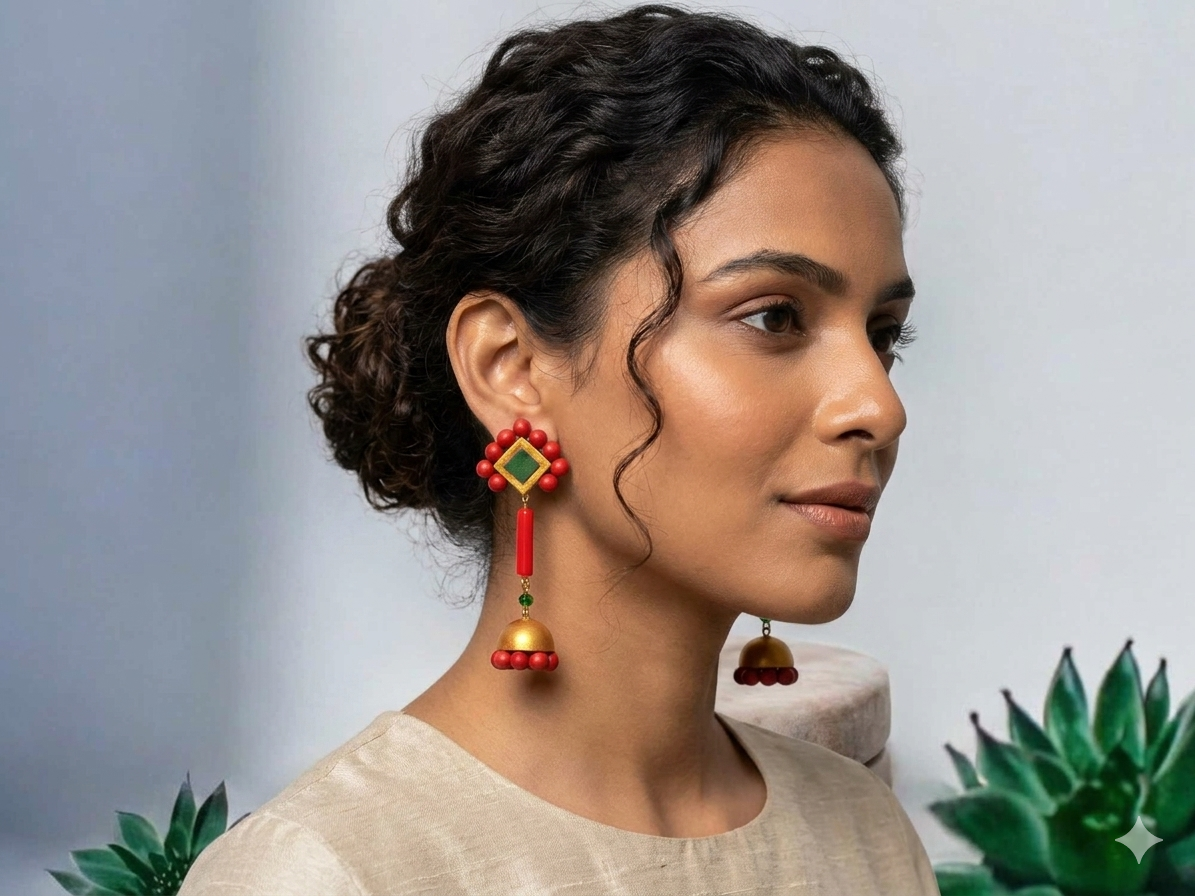 Abha Statement Dangle jhumka Earrings - Anusangi Collections