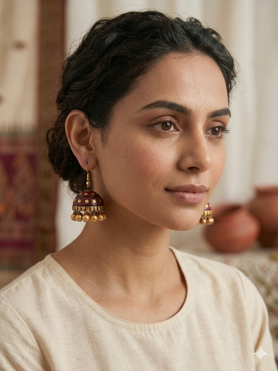 "Rambha" - Terracotta Jhumka - Anusangi Collections