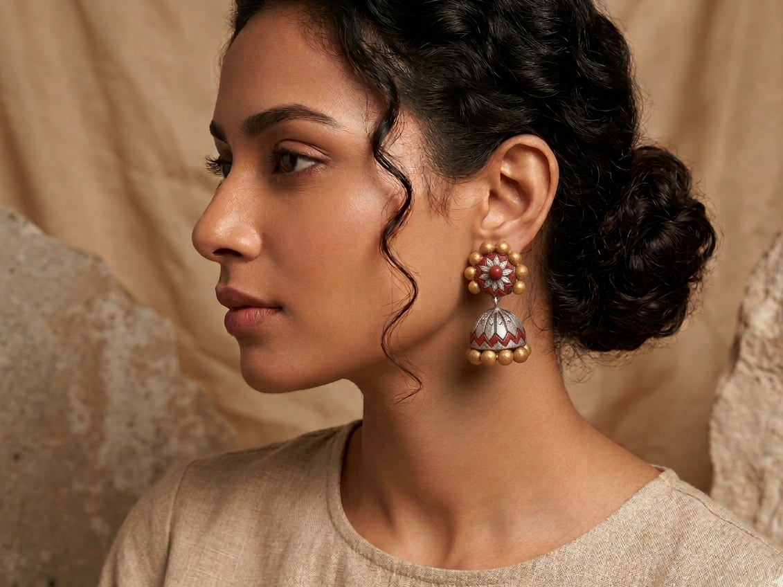 Aamodini Terracotta Jhumka: Elegant and Traditional Artisan Earrings - Anusangi Collections