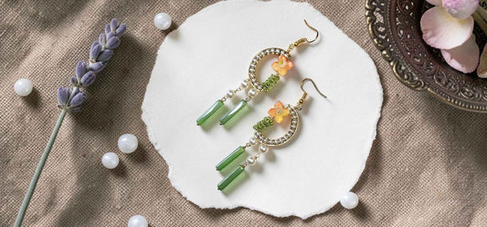 Enchanted Garden Gold Crescent Dangle Earrings